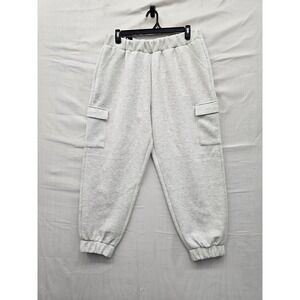 Express Womens Cargo Jogger Pants Grey Polyester Blend Casual Size XL